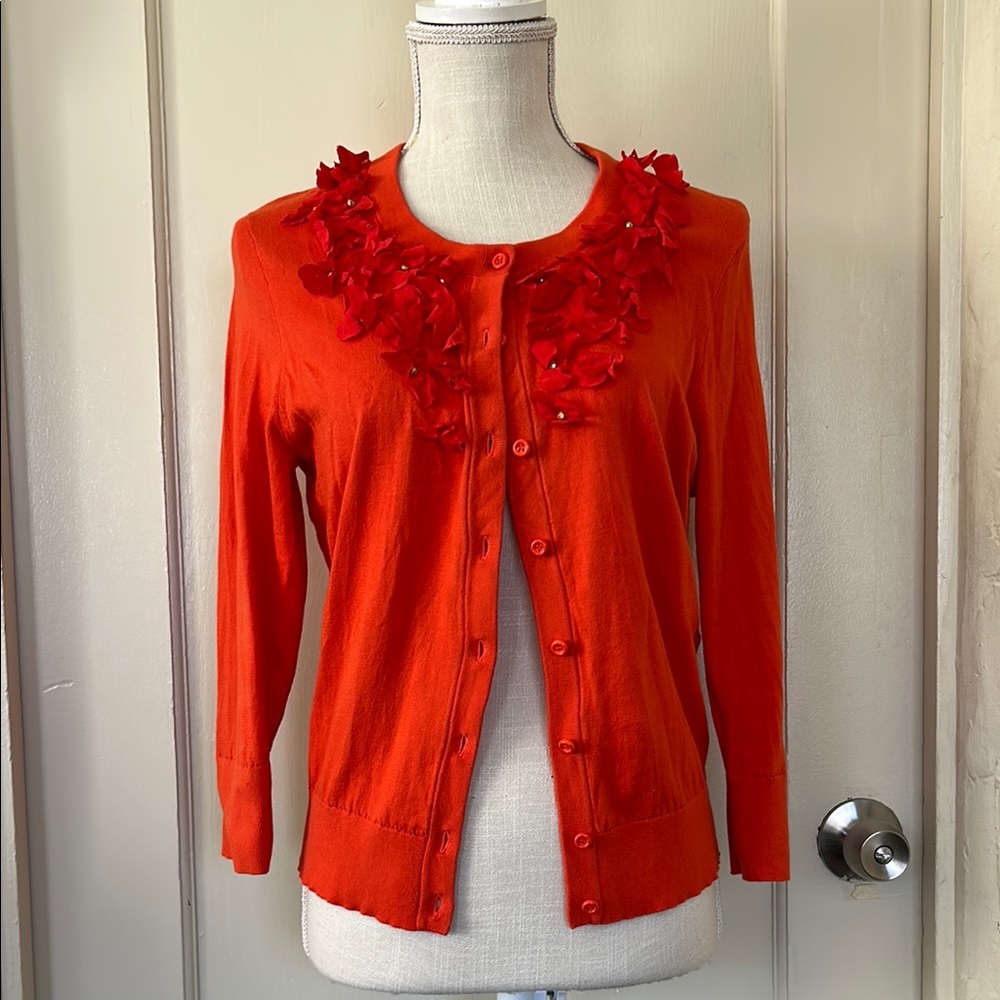 Kate Spade Red Ruffled Cardigan Sweater